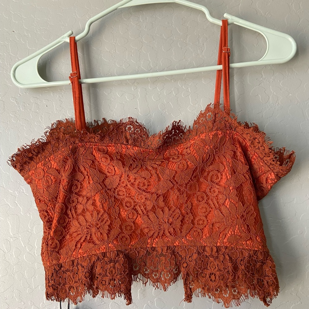 Cider Orange Lace Corset Crop Top